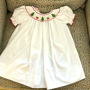 Girls Smocked Christmas Holiday Dress